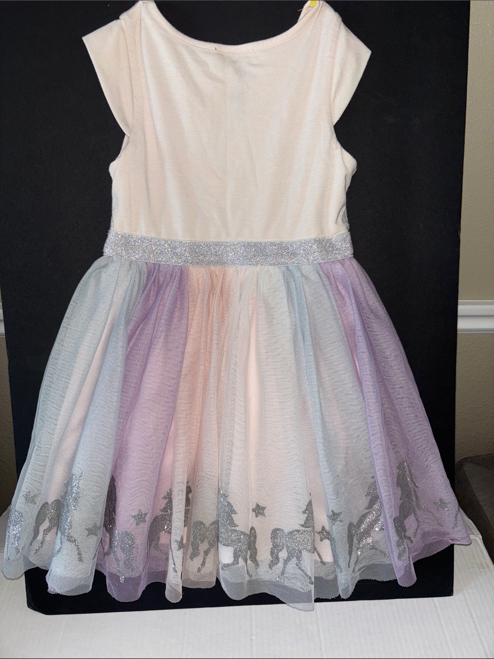Zunie Pastel Unicorn Tulle Dress with Silver Sparkle Waist - Picture 5 of 8